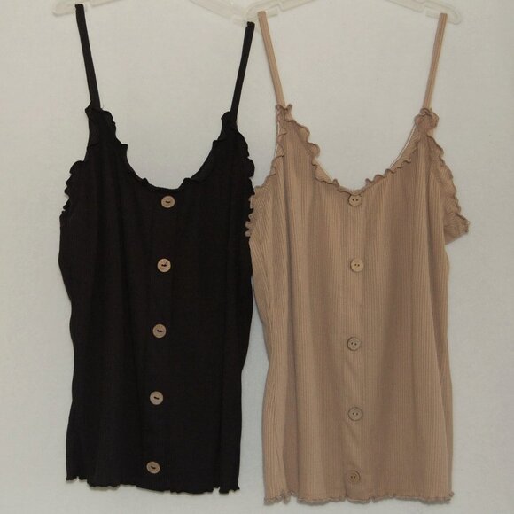 No Boundaries Tops - NO BO Camis, Black & Taupe, Size S (3-5) for Juniors & Women